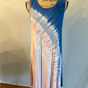 Tie-Dye Sleeveless Dress - Blue and Pink